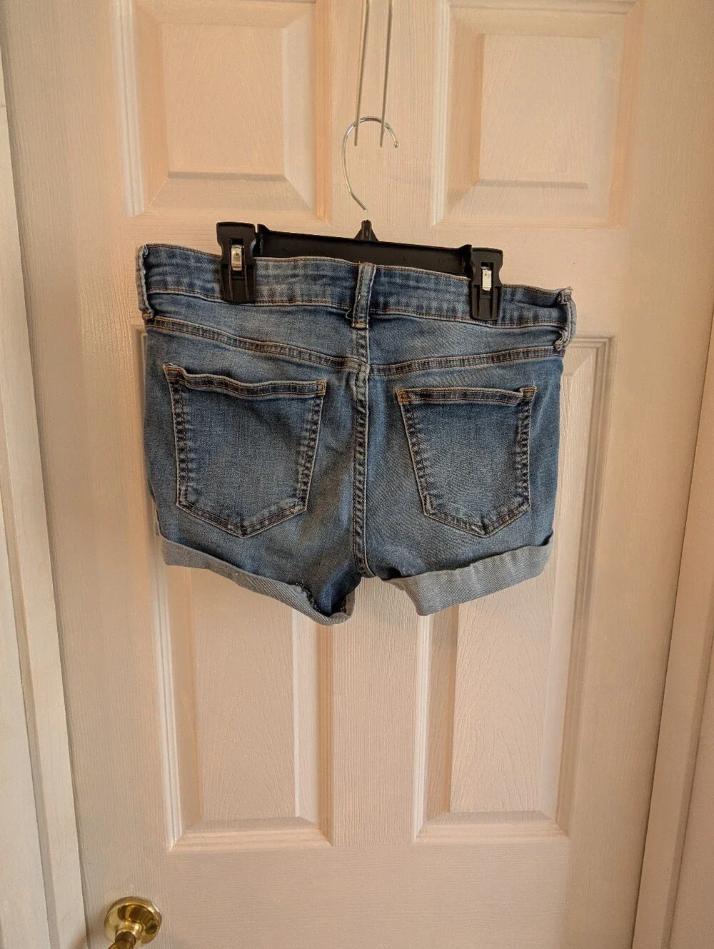 Light Blue Cuffed Denim Jean Shorts